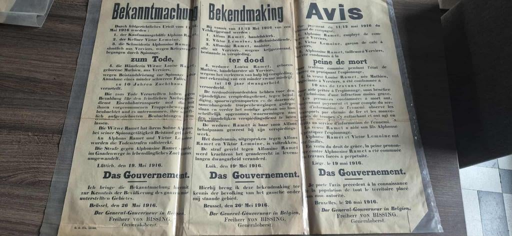 Avis espionnage, Belgique 1WW, Ophalen of Verzenden