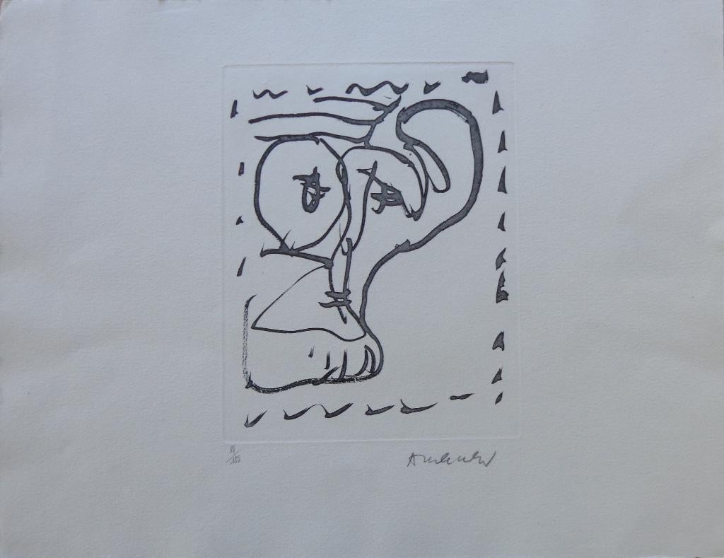 PIERRE ALECHINSKY / POEME A VOIR / ZW-W ETS / 39x51cm / SIG, Antiek en Kunst, Ophalen of Verzenden