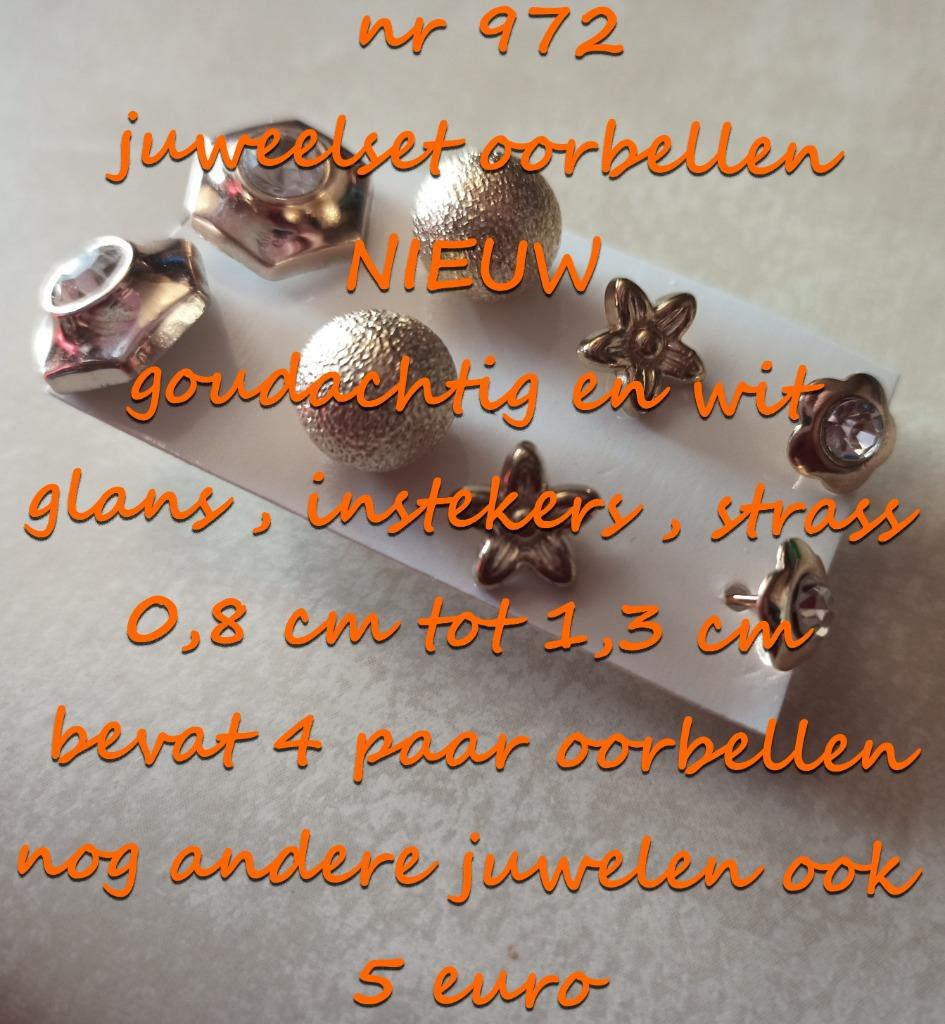 972 Juweelset : oorbellen , NIEUW , verzending inbegrepen, Handtassen en Accessoires, Oorbellen, Overige materialen, Verzenden