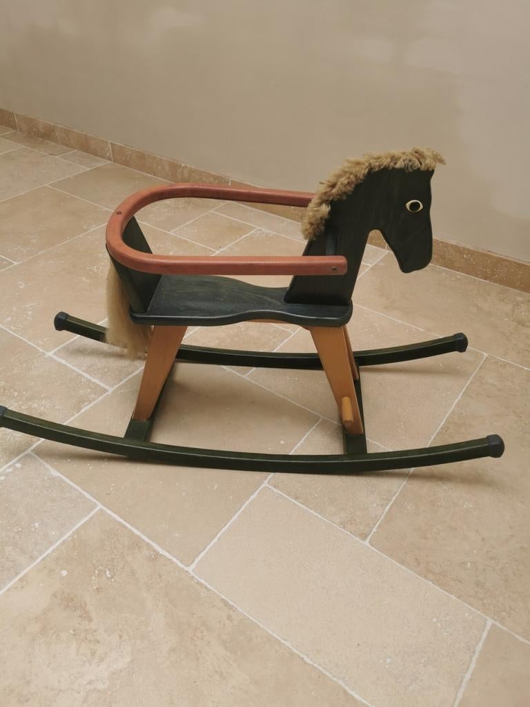 Heel mooi houten schommel paard van Ecobo, Ophalen of Verzenden, Zo goed als nieuw
