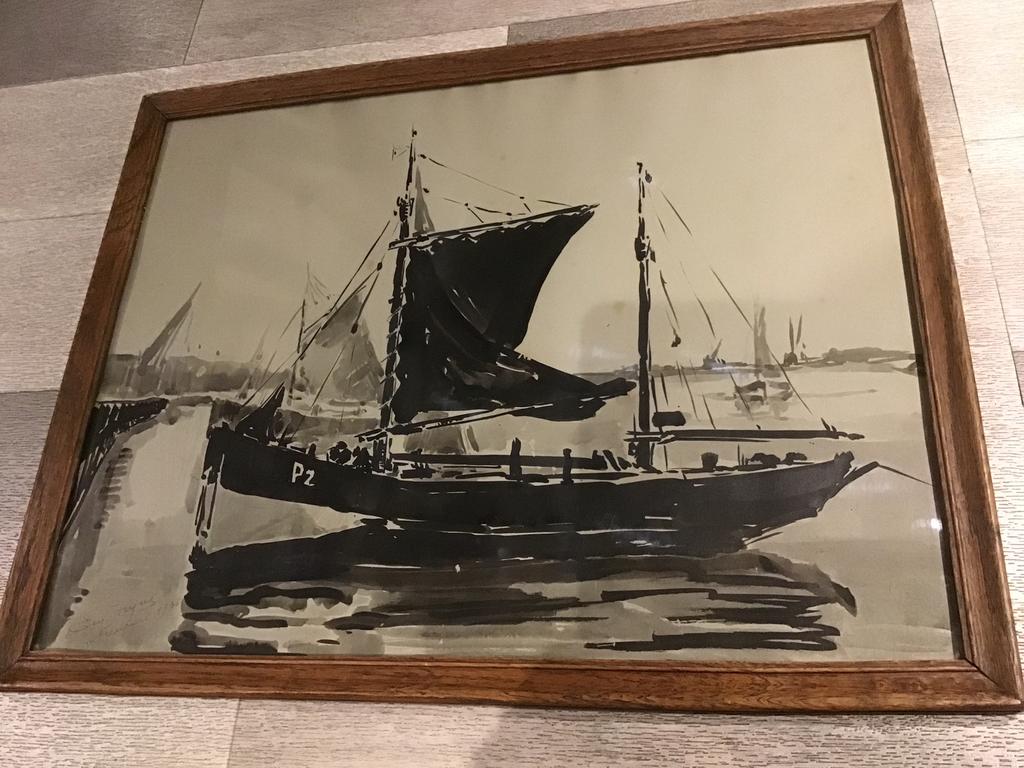 Nieuwpoortse verzetsman Emile Fryns originele aquarel 1936, Ophalen of Verzenden