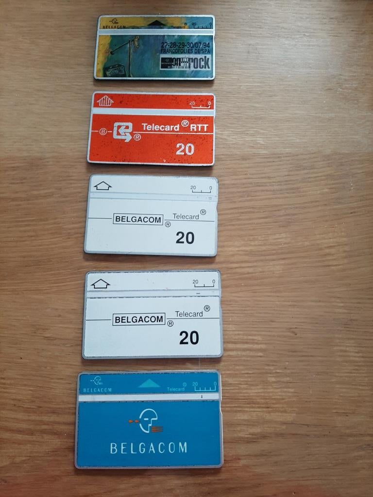 Belgacom RTT Telekaarten jaren 90 – set 5 stuks, Verzamelen, Ophalen of Verzenden