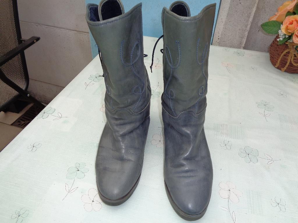 Dames laarzen kleur grijs maat 40 leder, Enlèvement ou Envoi, Porté, Gris