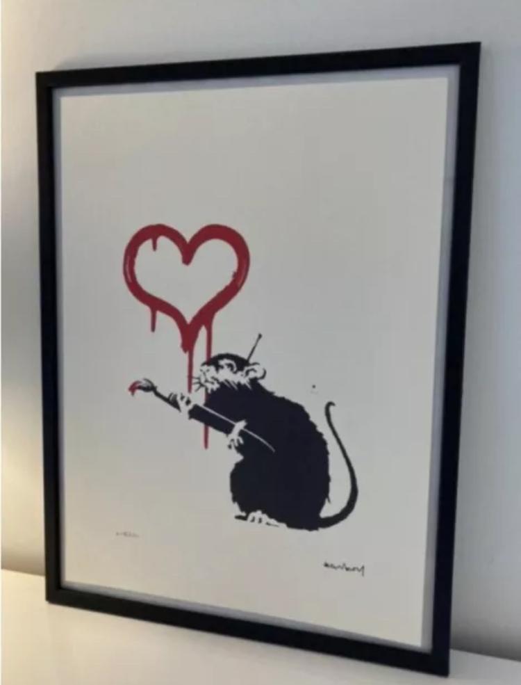 BANKSY : Rat Love. Lithographie avec certificat, Enlèvement ou Envoi