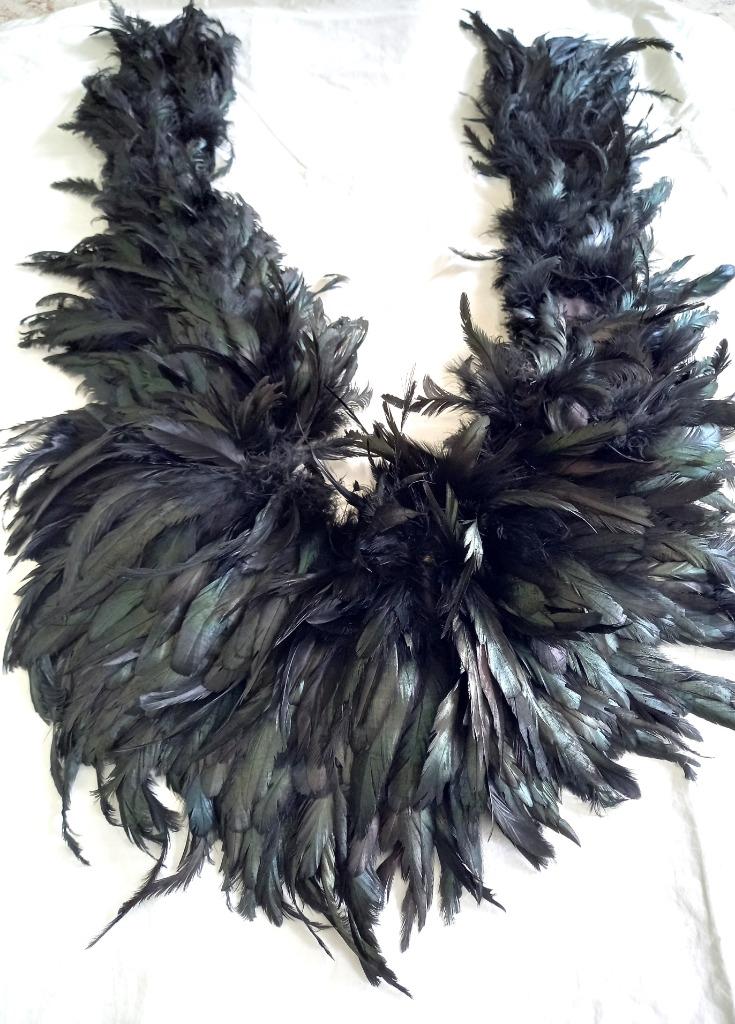 Ancien Étole / Boa En Plume De Coque Noire, Enlèvement ou Envoi, Porté, Accessoires