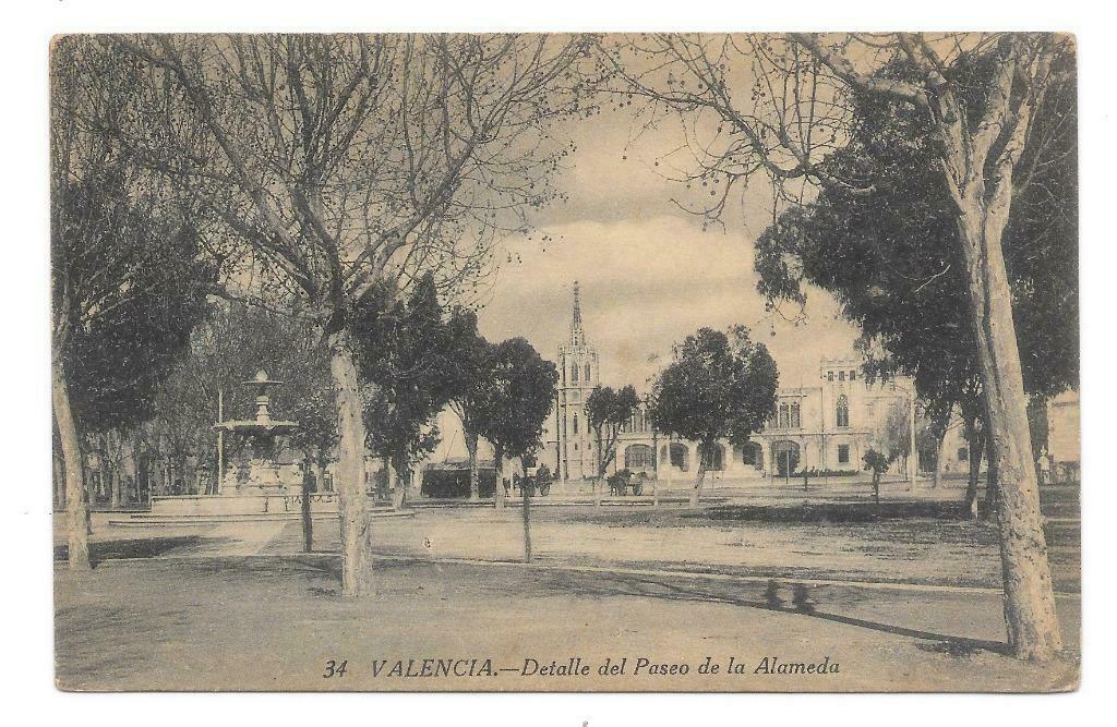 Valencia Detalle del Paseo de la Alameda, Ophalen of Verzenden, Ongelopen, Spanje