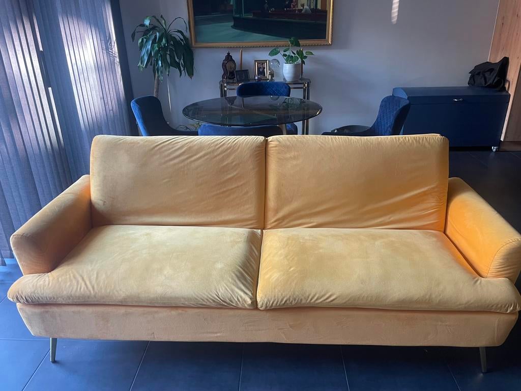 Canapé-lit - Slaapbank jaune/geel, 250 à 300 cm, Banc droit, Comme neuf, Enlèvement