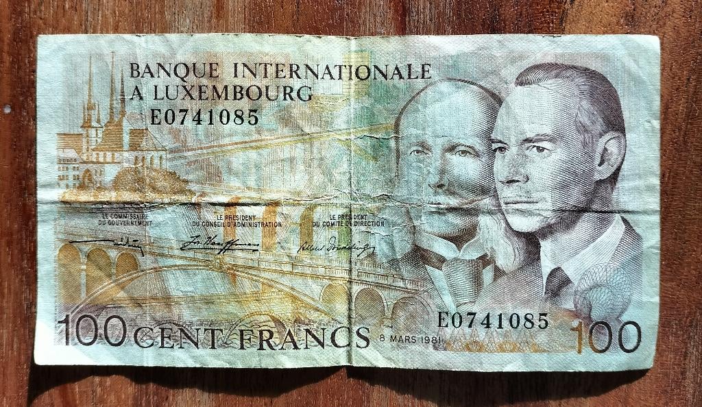 100 FR   1981    LUXEMBURG     € 2,50, Postzegels en Munten, Bankbiljetten | Europa | Niet-Eurobiljetten, Ophalen of Verzenden