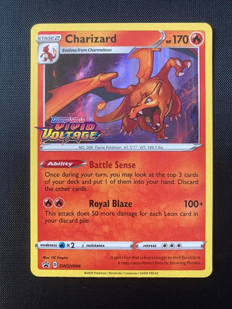 Pre-Release Charizard SWSH066 Black Star, Ophalen of Verzenden, Zo goed als nieuw, Losse kaart, Foil