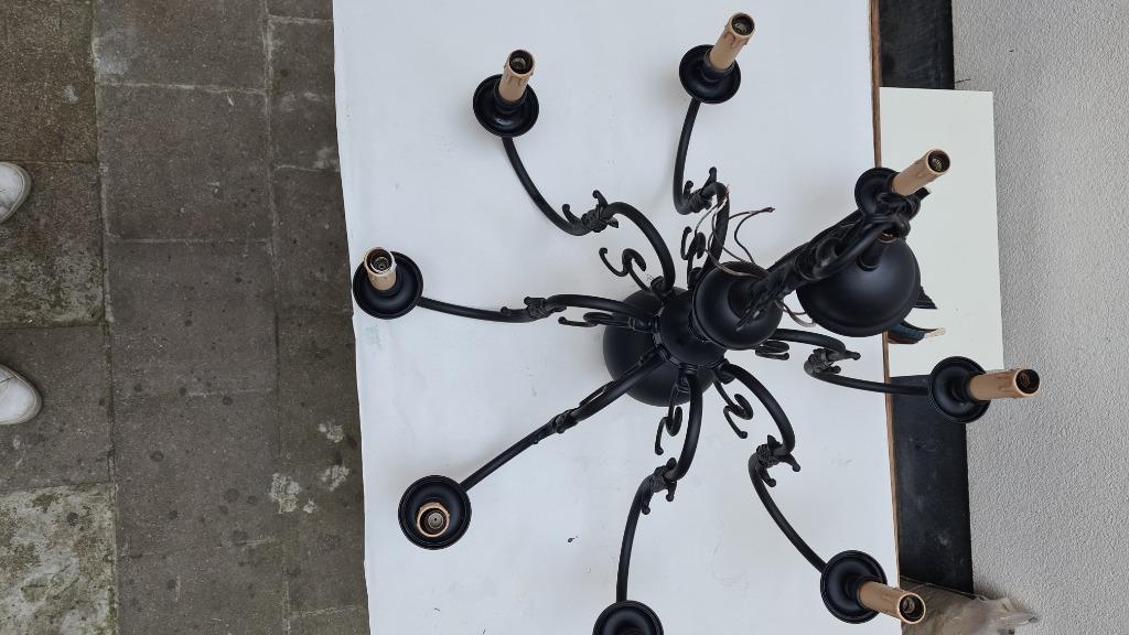 Lustre noir mat à 8 bras, Enlèvement, Utilisé, Métal, Traditioneel