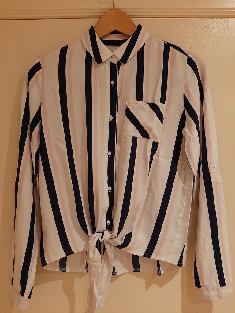 Chemisier rayé rose, bleu et blanc taille XS, Enlèvement ou Envoi, Comme neuf, Taille 34 (XS) ou plus petite, Bleu