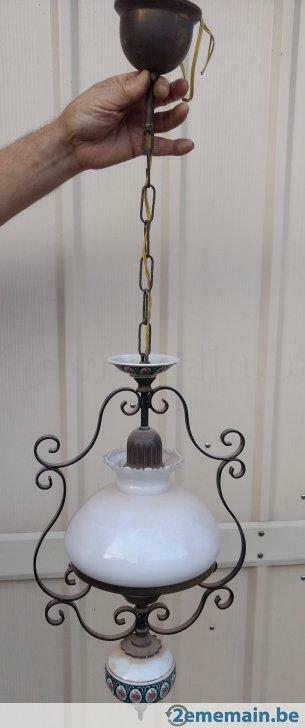 Lampe suspension style quinquet, Ophalen, Gebruikt, Minder dan 50 cm