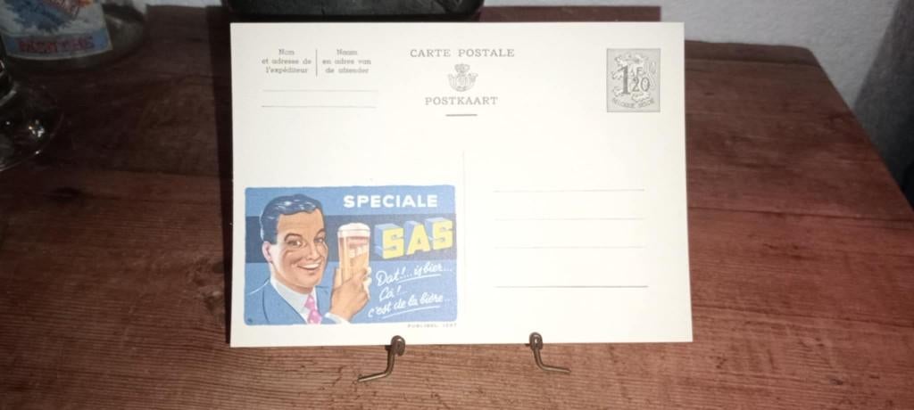 Brouwerij bier antieke postkaart Het Sas, Verzamelen, Ophalen of Verzenden, Zo goed als nieuw, Reclamebord, Plaat of Schild, Overige merken