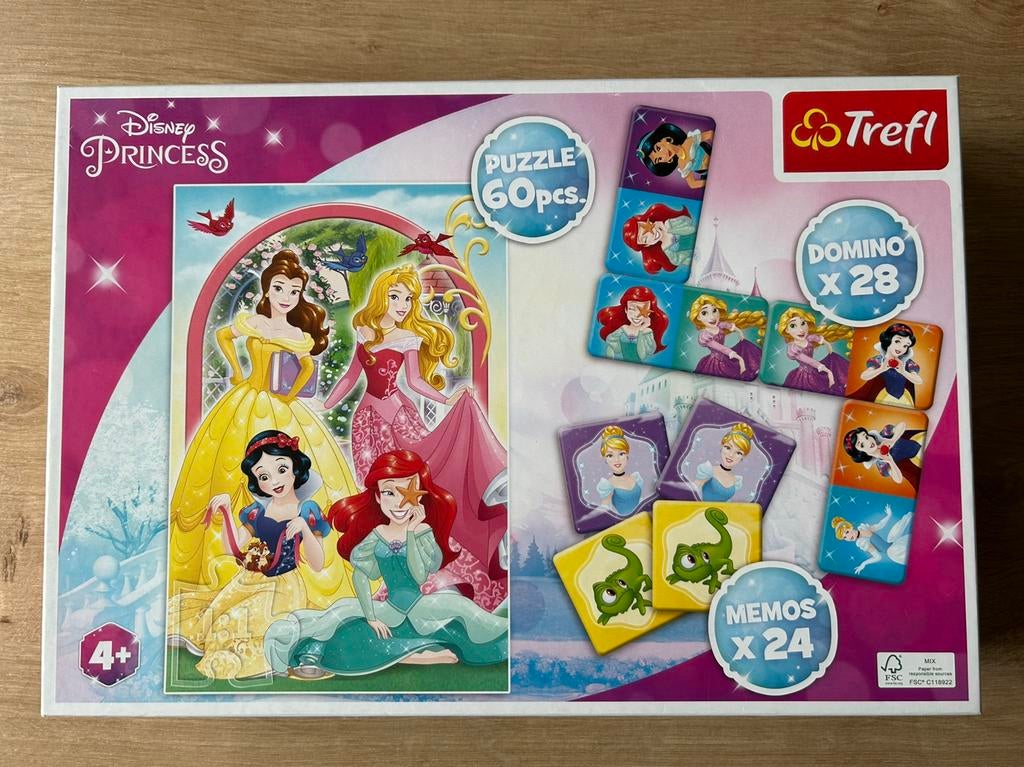 Trefl Disney Princess Puzzel+Memo+Domino 4+, Ophalen of Verzenden, Zo goed als nieuw
