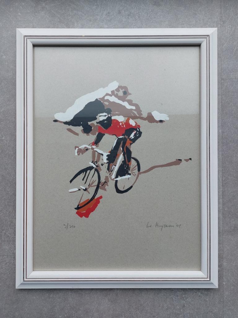 Zeefdruk - Luc Huysman - Le cyclisme (2009), Antiek en Kunst, Kunst | Litho's en Zeefdrukken, Ophalen of Verzenden