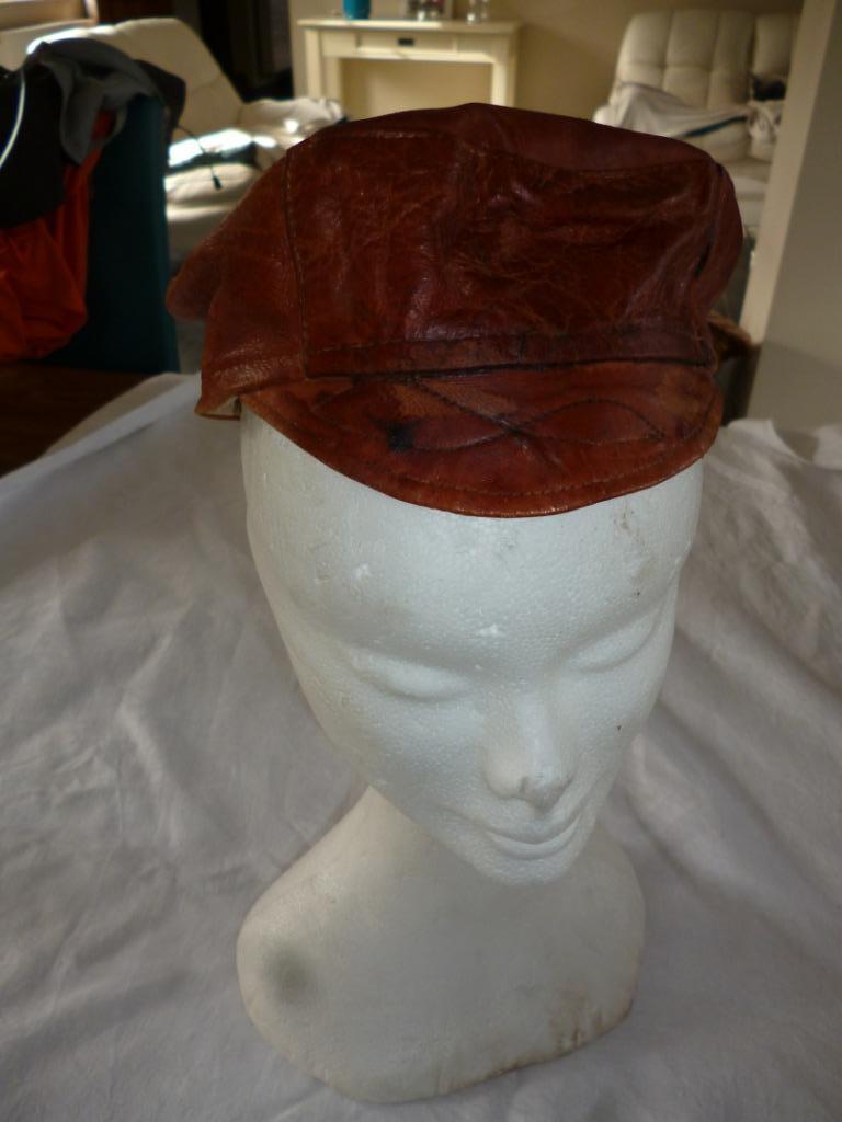 Lederen pet hoed in leder herenpet met klep vintage look, Ophalen of Verzenden, Hoed