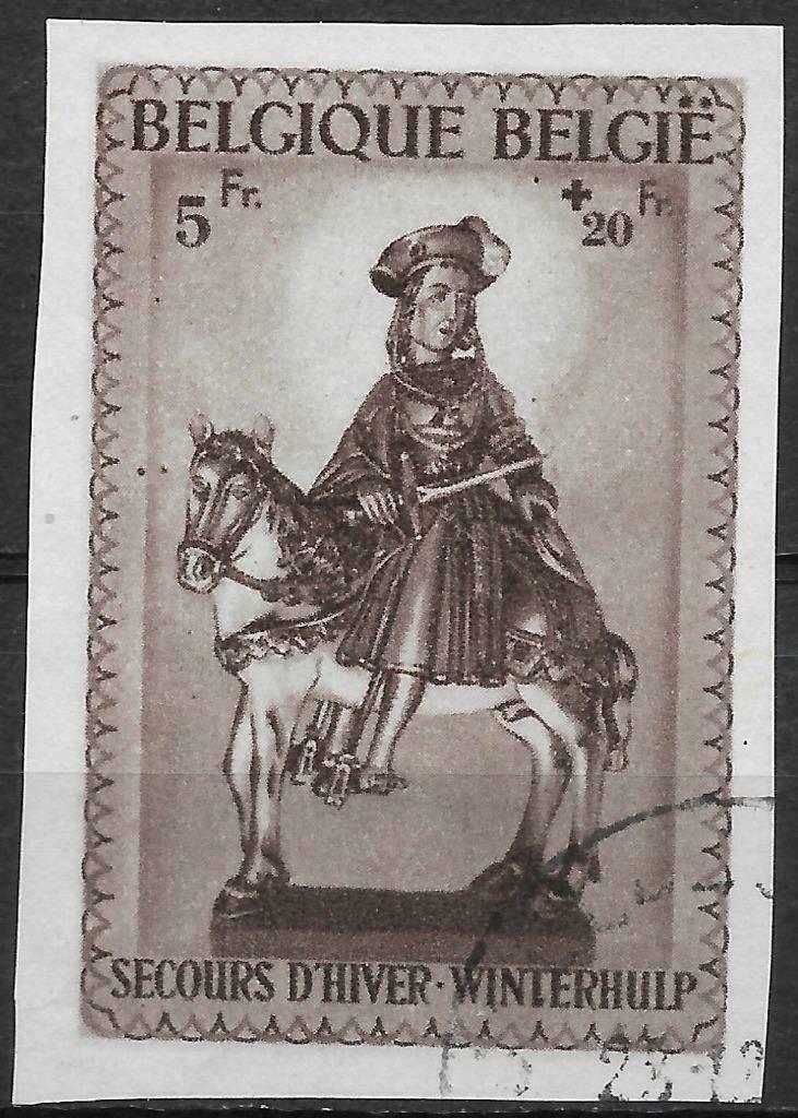 POSTZEGELS- VARIËTEITEN-CURIOSITEITEN-NR. 592B-V-OGEN PAARD, Enlèvement ou Envoi, Affranchi, Oblitéré