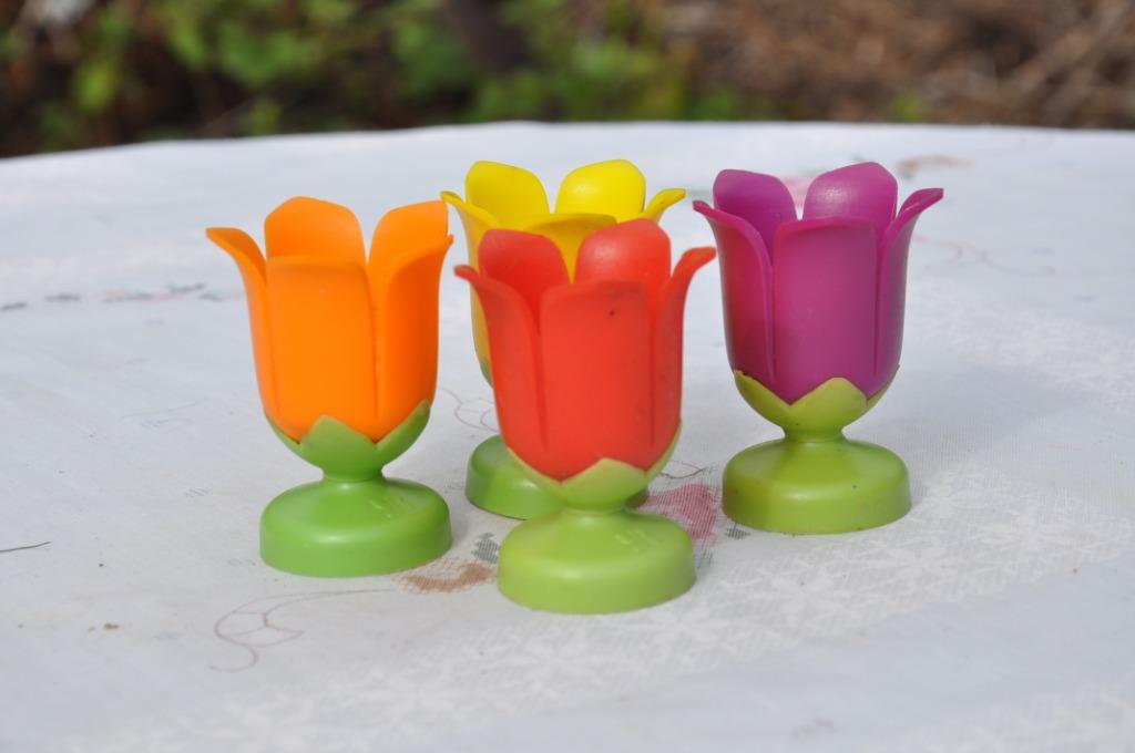 §  4 coquetiers fleur en plastique, Ophalen of Verzenden, Zo goed als nieuw, Overige materialen, Overige typen