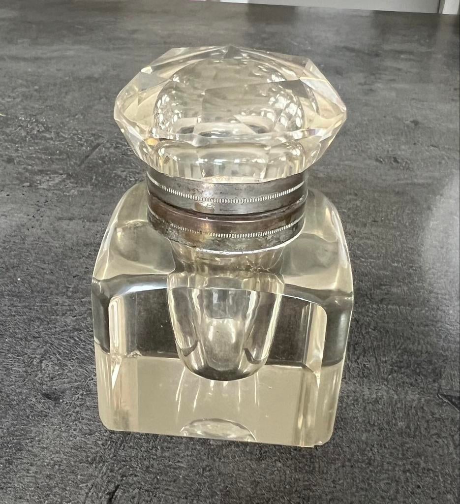 Oude glazen inktpot, Ophalen of Verzenden