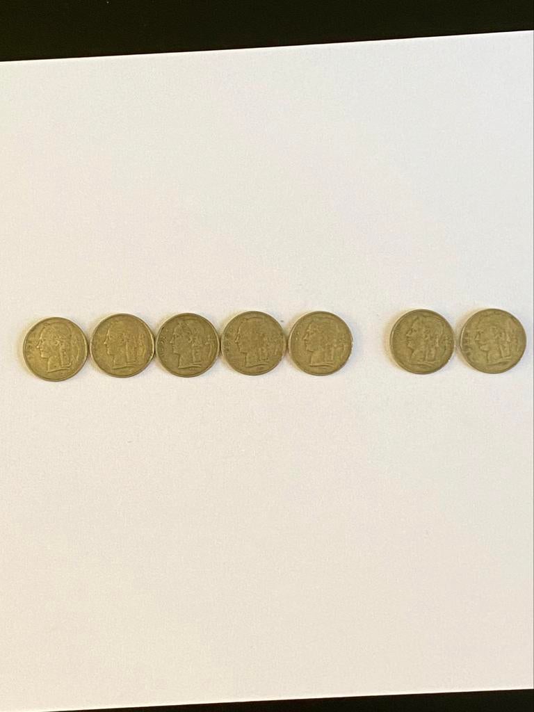 7 munten van 1 Belgische frank, uit de jaren 50, Ophalen of Verzenden