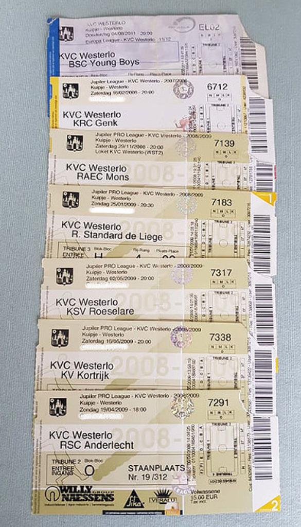 Gebruikte voetbaltickets Belgie., Losse kaart