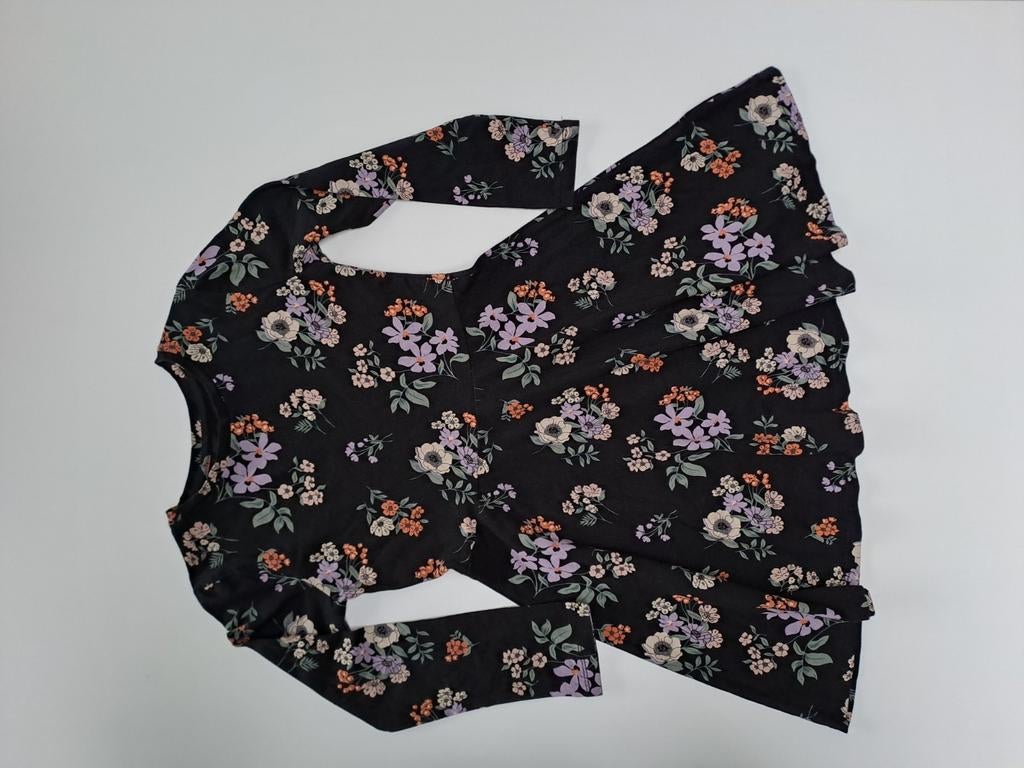 Mt 134-140 Zwarte jurk met veelkleurige bloemen, Kinderen en Baby's, Kinderkleding | Maat 134, C&A, Meisje, Ophalen of Verzenden