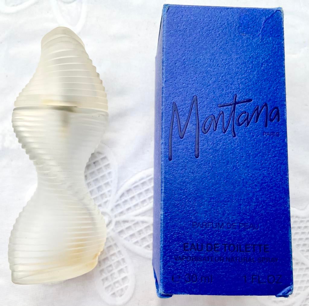 Parfum, fles met doos van Claude Montana- groot model, Verzamelen, Parfumverzamelingen, Zo goed als nieuw, Parfumfles, Ophalen of Verzenden