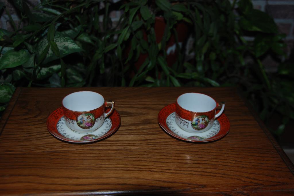 Mini antieke porseleinen lunchset voor 2, Antiek en Kunst, Antiek | Porselein, Ophalen