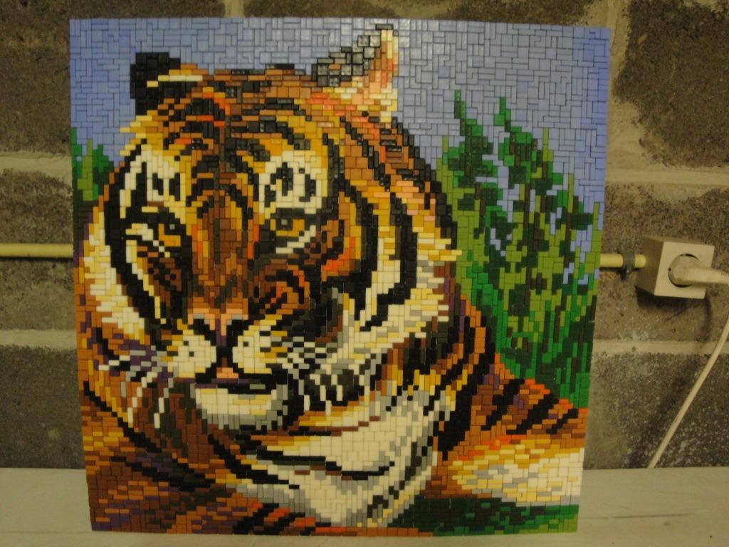 Ministeck Tableau mosaïque tête de lion, Enlèvement, Comme neuf, Ministeck ou Strip en vrac