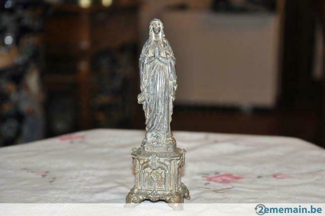 § vierge de lourdes sur socle en régule, Enlèvement ou Envoi