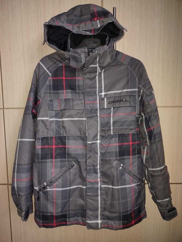 grijs geruite ski jas - Oneill - maat 164, Ophalen, Oneill, Jongen of Meisje, Zo goed als nieuw