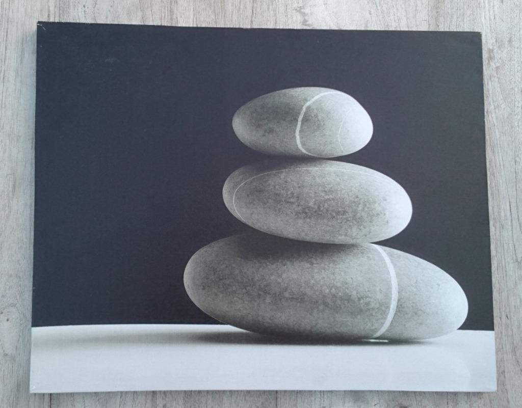 canvas Ikea 3 stenen / pebbles 40x50 cm zwart-wit (grijs), Ophalen of Verzenden, 50 tot 75 cm, Minder dan 50 cm