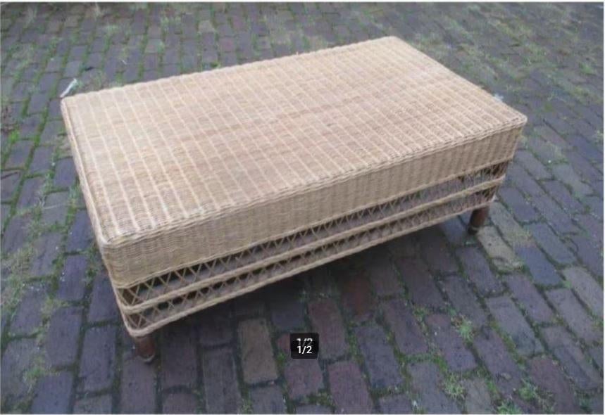 Belle table basse rétro en osier - 112 x 62 x 44, Enlèvement, Comme neuf