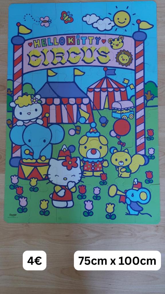 Grote puzzel Hello Kitty 36 stuks 75cm x 100cm, Ophalen of Verzenden, 10 tot 50 stukjes, Gebruikt, 2 tot 4 jaar