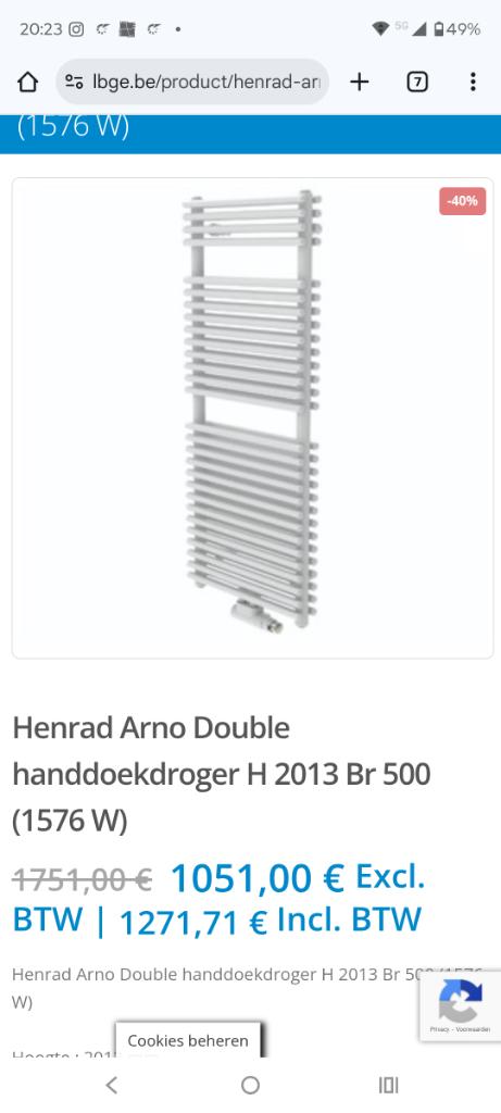 Henrad Arno double, Ophalen, Radiator, Nieuw, Minder dan 60 cm