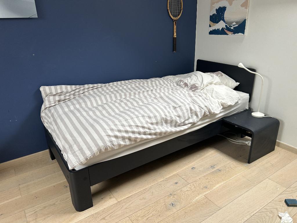 LIt AUPING Auronde bleu nuit, Huis en Inrichting, Slaapkamer | Bedden, Ophalen, 90 cm, Eenpersoons, Blauw