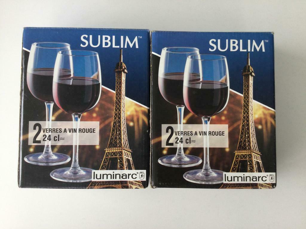 4 Nieuwe rode wijnglazen Luminarc, Ophalen of Verzenden, Nieuw, Overige typen