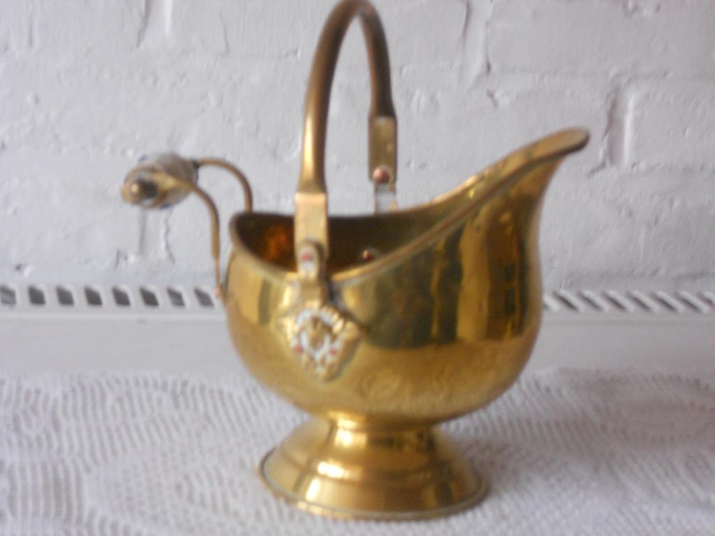 koperen bak met porseleine hand vat, Antiek en Kunst, Ophalen of Verzenden