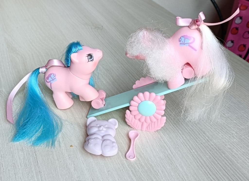 Vintage G1  My Little pony Sticky en Sniffles setje, Enlèvement ou Envoi, Utilisé
