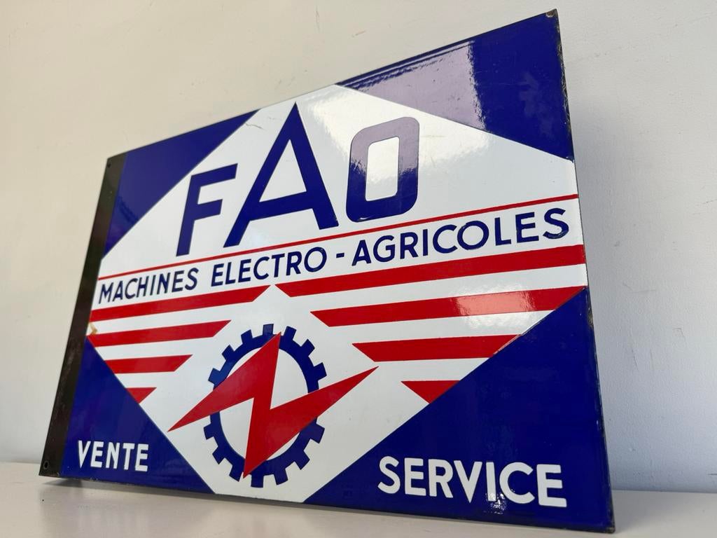 Panneau d'affichage en émail pour machines FAO, Envoi, Utilisé, Panneau publicitaire