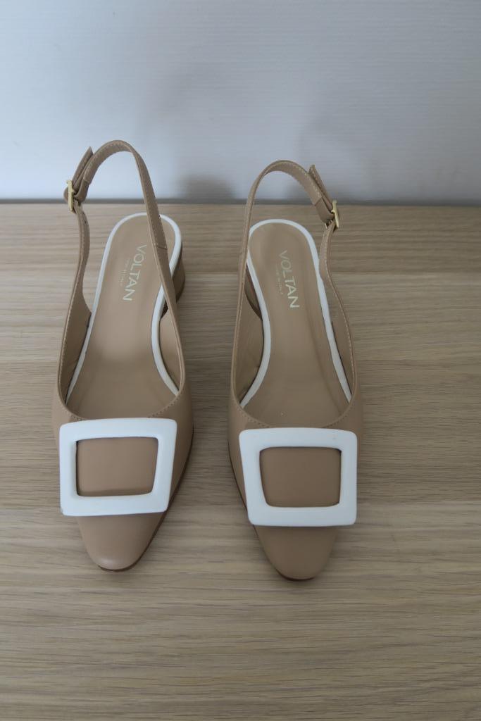 Beige slingback - Voltan - M 36.5, Beige, Voltan, Zo goed als nieuw, Sandalen of Muiltjes