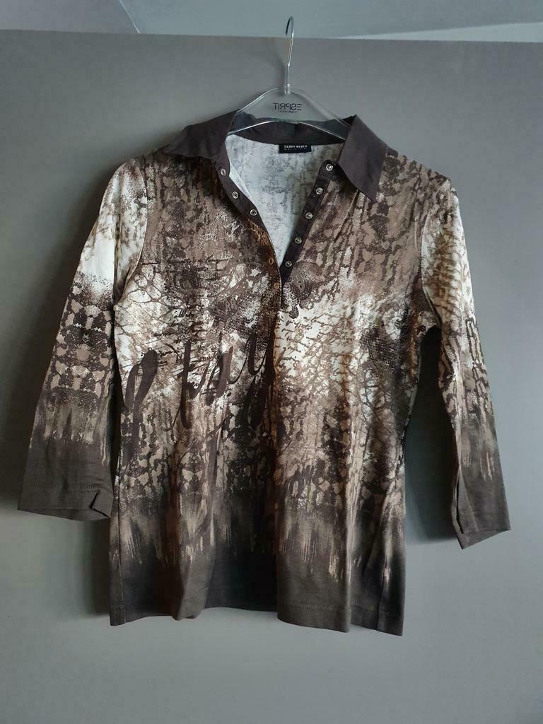 Polo met driekwart mouwen van Gerry Weber maat 36, Enlèvement ou Envoi, Taille 36 (S), Comme neuf, Brun