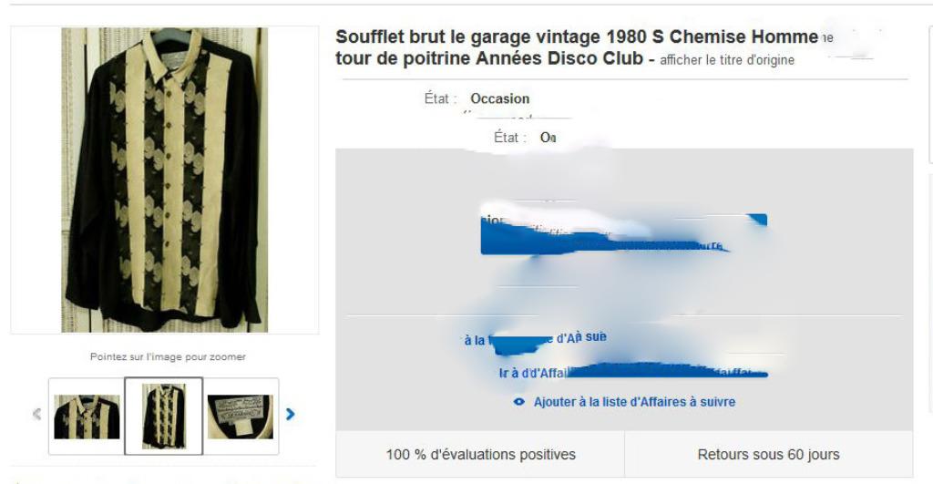 speciaal DISCO hemd Vintage 1980s Brut Le Garage, Verzenden