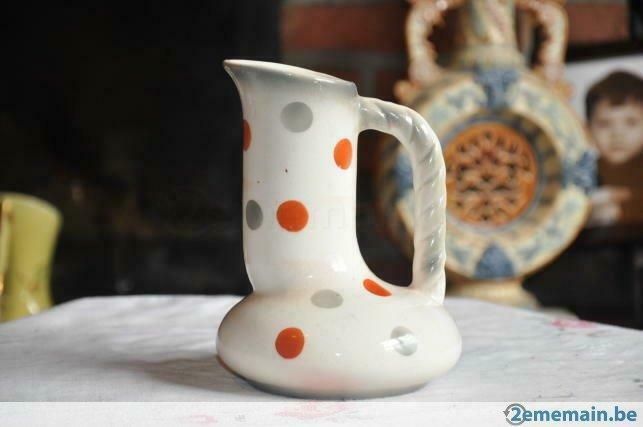 cruche vase art deco wasmuel decor pois (11), Antiquités & Art, Antiquités | Céramique & Poterie
