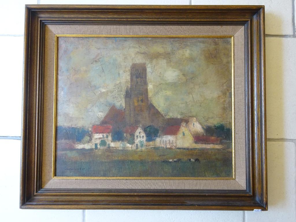 Jean Oosterlynck, Damme '69, doek, 40 x 50 cm, Antiek en Kunst, Ophalen of Verzenden
