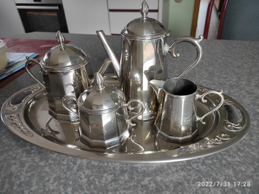 verzilverd antiek koffieservies, Antiek en Kunst, Ophalen, Zilver