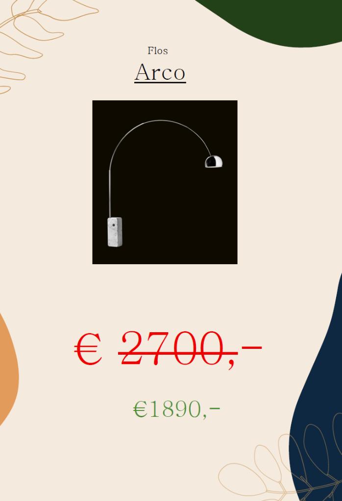 Arco Lamp Flos, 200 cm of meer, Nieuw, Ophalen of Verzenden, Overige materialen