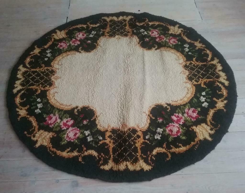 Rond smyrna wollen tapijt 1,50m handgemaakt, Huis en Inrichting, Ophalen, Gebruikt, 100 tot 150 cm, Zie foto's