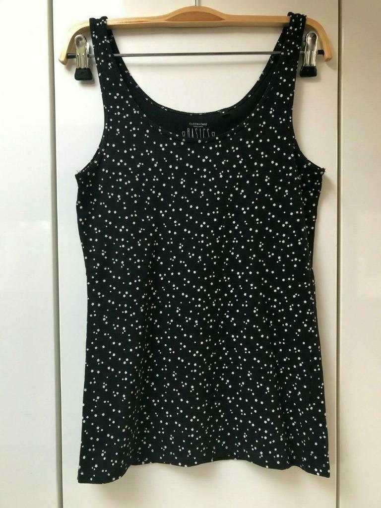 Clockhouse Basics zwarte tanktop met witte stippen - Maat S, Zwart, Ophalen of Verzenden, Zo goed als nieuw, Clockhouse
