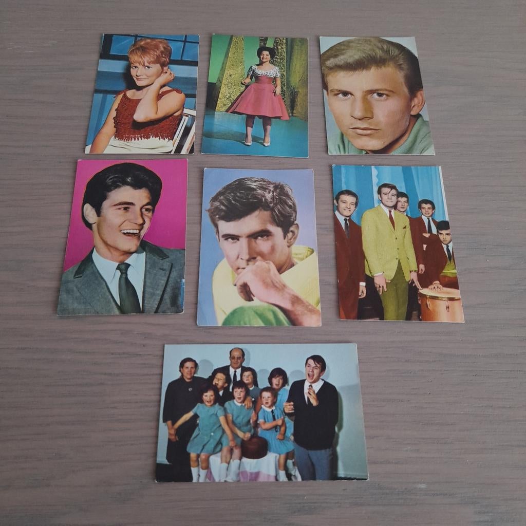 6  vintage kaartjes muziek/film - en  vliegtuigen ( lot)., Collections, Enlèvement ou Envoi, Utilisé, Photo ou Carte